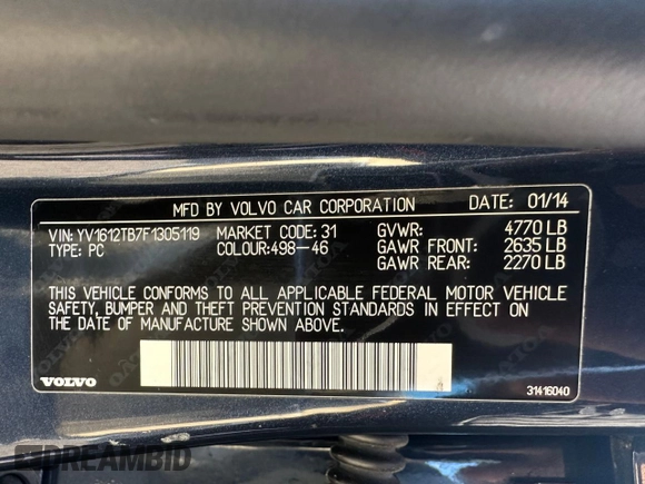 2015 Volvo S60 T5 Premier with VIN YV1612TB7F1305119, listed as a Copart auction lot 85914134 with 190,842 mi miles and Clean Title. Bid and sale history available at carsss.com. Image 10.