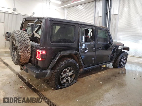 2018 Jeep Wrangler Unlimited Rubicon z VIN 1C4HJXFG0JW113054, wystawiony jako Copart lot #55884355 z przebiegiem Nie podano mil oraz Szkoda całkowita • Salvage title. Historia ofert i sprzedaży dostępna na DreamBid. Obrazek 3.