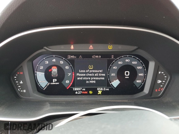 2022 Audi Q3 S line Premium Plus with VIN WA1EECF32N1147622, listed as a Copart auction lot 42111635 with 19,997 mi miles and Salvage Title. Bid and sale history available at carsss.com. Image 9.