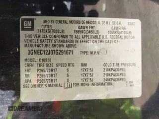 2007 Chevrolet Avalanche LTZ с VIN 3GNEC12J07G291671, выставлен на аукционе IAAI как лот 41873038 с пробегом 376 123 миль миль и . История ставок и продаж доступна на DreamBid. Изображение 9.