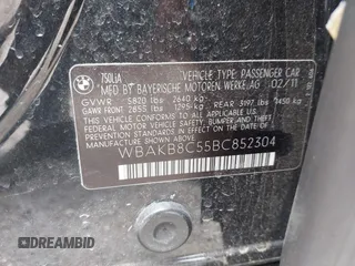 2011 BMW 7 Series 750Li с VIN WBAKB8C55BC852304, выставлен на аукционе IAAI как лот 42548356 с пробегом 166 529 миль миль и . История ставок и продаж доступна на DreamBid. Изображение 9.