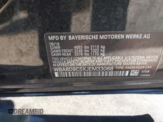2018 BMW 3 Series 330i xDrive z VIN WBA8D9C5XJEM33068, wystawiony jako IAAI lot #40640558 z przebiegiem 53 556 mil mil oraz . Historia ofert i sprzedaży dostępna na DreamBid. Obrazek 9.