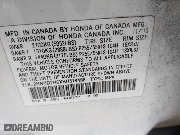2011 Acura MDX Tech Pkg with VIN 2HNYD2H6XBH514488, listed as a IAAI auction lot 41836945 with 180,394 mi miles. Bid and sale history available at carsss.com. Image 9.