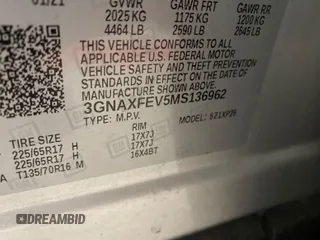 2021 Chevrolet Equinox LS z VIN 3GNAXFEV5MS136962, wystawiony jako IAAI lot #42229677 z przebiegiem 75 129 mil mil oraz . Historia ofert i sprzedaży dostępna na DreamBid. Obrazek 1.