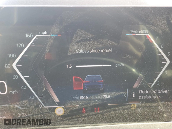 2025 BMW X5 sDrive40i with VIN 5UX13EU00S9X87029, listed as a Copart auction lot 47133705 with 8,616 mi miles and Salvage Title. Bid and sale history available at carsss.com. Image 9.