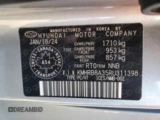 2024 Hyundai Venue SE with VIN KMHRB8A35RU311398, listed as a Copart auction lot 78067294 with 25,881 mi miles and Clean Title. Bid and sale history available at DreamBid. Image 12.
