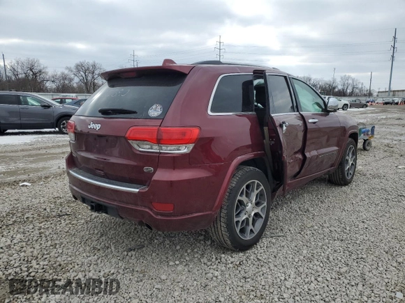 2020 Jeep Grand Cherokee Overland with VIN 1C4RJFCG2LC327390, listed as a Copart auction lot 45600615 with 121,504 mi miles and Salvage Title. Bid and sale history available at carsss.com. Image 3.