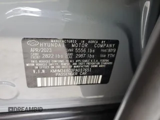 2023 Hyundai IONIQ 6 SEL with VIN KMHM34AC3PA037651, listed as a Copart auction lot 65140724 with 1,461 mi miles and Salvage Title. Bid and sale history available at carsss.com. Image 12.