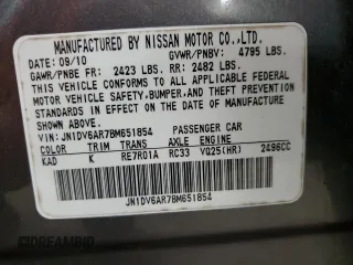 2011 Infiniti G25 x with VIN JN1DV6AR7BM651854, listed as a Copart auction lot 71677454 with 232,316 mi miles and Salvage Title. Bid and sale history available at carsss.com. Image 13.