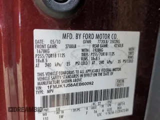 2010 Ford Expedition EL Eddie Bauer with VIN 1FMJK1J58AEB60092, listed as a Copart auction lot 85737164 with 95,388 mi miles and Salvage Title. Bid and sale history available at carsss.com. Image 16.