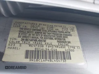 2011 Nissan Versa S с VIN 3N1BC1AP4BL454732, выставлен на аукционе IAAI как лот 42501211 с пробегом 176 032 миль миль и . История ставок и продаж доступна на DreamBid. Изображение 9.