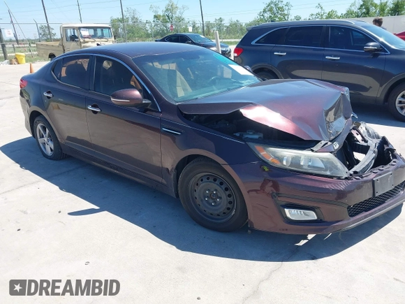 2014 Kia Optima LX with VIN 5XXGM4A77EG274839, listed as a IAAI auction lot 41976091 with 130,517 mi miles. Bid and sale history available at carsss.com. Image 1.