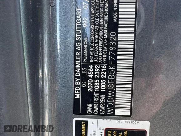 2019 Mercedes-Benz C 300 with VIN WDDWJ8EB5KF778820, listed as a Copart auction lot 53748785 with 166,108 mi miles and Clean Title. Bid and sale history available at DreamBid. Image 10.