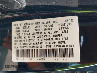 2012 Honda Accord EX-L z VIN 1HGCP3F8XCA030159, wystawiony jako IAAI lot #42259367 z przebiegiem 129 022 mil mil oraz . Historia ofert i sprzedaży dostępna na DreamBid. Obrazek 9.