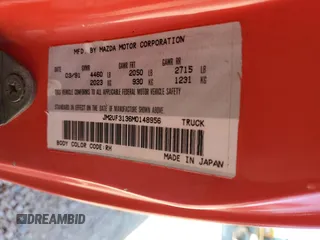 1991 Mazda B-Series Truck z VIN JM2UF3136M0148956, wystawiony jako Copart lot #47346325 z przebiegiem 71 241 mil mil oraz Szkoda całkowita • Salvage title. Historia ofert i sprzedaży dostępna na DreamBid. Obrazek 13.