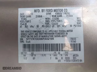 2006 Ford Ranger XL with VIN 1FTYR10D06PA52195, listed as a IAAI auction lot 41675540 with 186,627 mi miles. Bid and sale history available at carsss.com. Image 9.