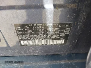 2017 Subaru Outback Limited with VIN 4S4BSANCXH3383155, listed as a IAAI auction lot 42574468 with 22,155 mi miles and . Bid and sale history available at DreamBid. Image 9.