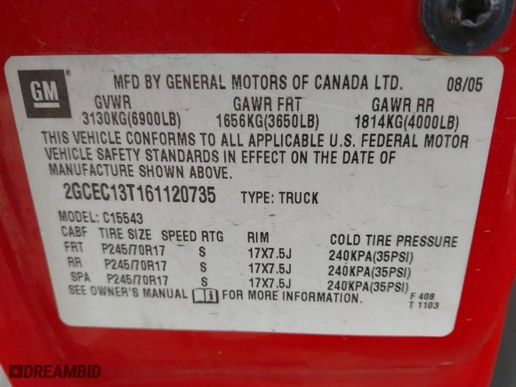 2006 Chevrolet Silverado 1500 LT1 with VIN 2GCEC13T161120735, listed as a IAAI auction lot 41725133 with 244,862 mi miles. Bid and sale history available at carsss.com. Image 9.