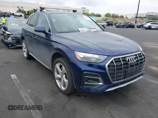 2021 Audi Q5 Premium Plus with VIN WA1BAAFY8M2022843, listed as a IAAI auction lot 42056110 with 32,036 mi miles and . Bid and sale history available at DreamBid. Image 1.