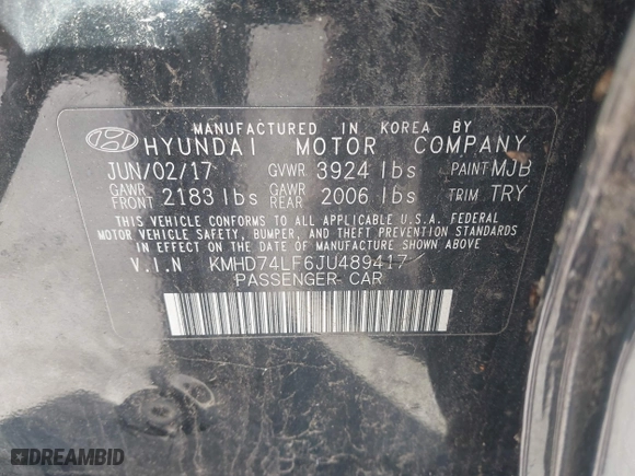 2018 Hyundai Elantra SE with VIN KMHD74LF6JU489417, listed as a IAAI auction lot 42060644 with 116,488 mi miles. Bid and sale history available at carsss.com. Image 9.