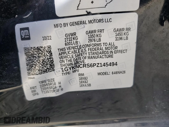 2023 Cadillac XT5 FWD Premium Luxury z VIN 1GYKNCRS6PZ145494, wystawiony jako Copart lot #45475375 z przebiegiem 48 339 mil mil oraz Szkoda całkowita • Salvage title. Historia ofert i sprzedaży dostępna na DreamBid. Obrazek 12.