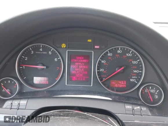 2003 Audi A4 1.8T with VIN WAULC68E83A252078, listed as a IAAI auction lot 41793838 with 157,344 mi miles. Bid and sale history available at carsss.com. Image 7.