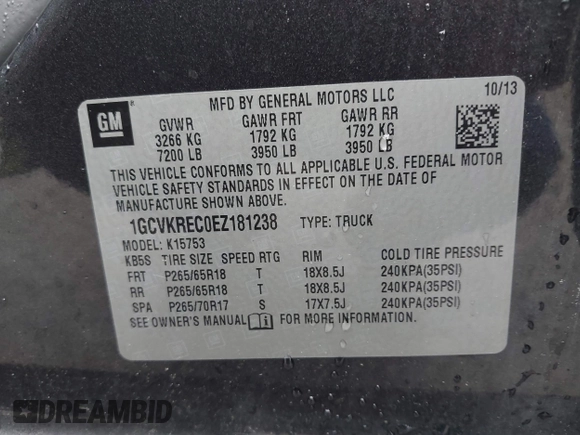 2014 Chevrolet Silverado 1500 LT with VIN 1GCVKREC0EZ181238, listed as a IAAI auction lot 42155213 with 171,893 mi miles and . Bid and sale history available at DreamBid. Image 9.