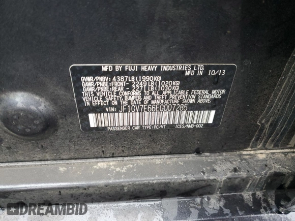 2014 Subaru Impreza Sedan WRX WRX with VIN JF1GV7E66EG007285, listed as a Copart auction lot 78063284 with 169,577 mi miles and Salvage Title. Bid and sale history available at carsss.com. Image 12.