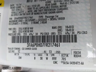 2015 Ford Fusion SE with VIN 3FA6P0HD7FR217461, listed as a IAAI auction lot 41796017 with NaN miles. Bid and sale history available at carsss.com. Image 9.