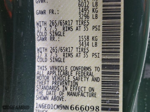 2022 Nissan Frontier S with VIN 1N6ED1CM9NN666098, listed as a Copart auction lot 47490875 with 30,632 mi miles and Salvage Title. Bid and sale history available at carsss.com. Image 13.