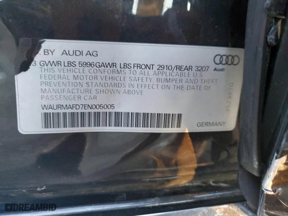 2014 Audi A8 L 3.0L TDI with VIN WAURMAFD7EN005005, listed as a Copart auction lot 86876854 with 141,985 mi miles and Salvage Title. Bid and sale history available at carsss.com. Image 12.