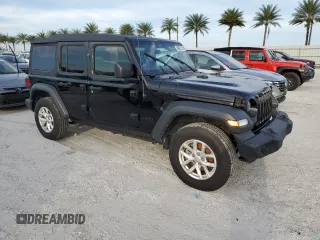 2023 Jeep Wrangler Sport S with VIN 1C4HJXDN9PW672113, listed as a Copart auction lot 75140904 with Not Provided miles and Non Repairable. Bid and sale history available at DreamBid. Image 4.