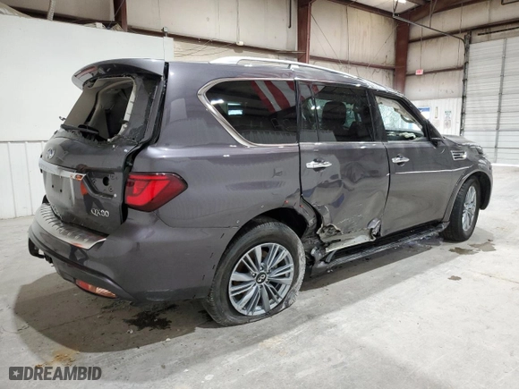 2024 Infiniti QX80 LUXE with VIN JN8AZ2AF4R9765203, listed as a Copart auction lot 53792895 with 43,450 mi miles and Non Repairable. Bid and sale history available at carsss.com. Image 3.