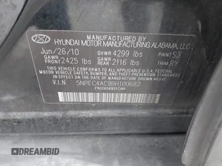 2011 Hyundai Sonata Limited with VIN 5NPEC4AC9BH100682, listed as a IAAI auction lot 42146593 with 241,070 mi miles and . Bid and sale history available at DreamBid. Image 9.