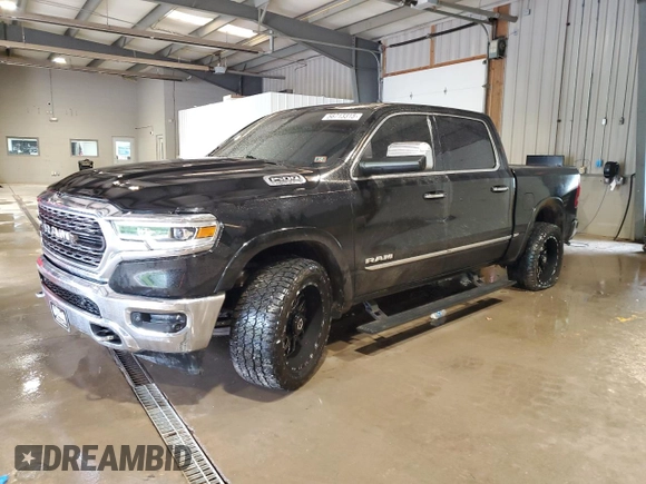 2019 Ram 1500 Limited with VIN 1C6SRFHT1KN810346, listed as a Copart auction lot 56713315 with 87,066 mi miles and Salvage title. Bid and sale history available at DreamBid. Image 1.