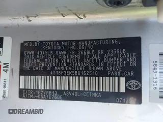 2011 Toyota Camry LE with VIN 4T1BF3EK5BU162510, listed as a IAAI auction lot 41763939 with 193,559 mi miles and . Bid and sale history available at DreamBid. Image 9.