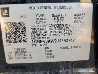2018 Chevrolet Traverse Premier with VIN 1GNEVJKW2JJ253743, listed as a Copart auction lot 82779724 with 161,083 mi miles and Salvage Title. Bid and sale history available at carsss.com. Image 14.