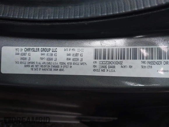 2012 Dodge Avenger SXT z VIN 1C3CDZCBXCN163432, wystawiony jako IAAI lot #39332608 z przebiegiem 169 102 mil mil oraz . Historia ofert i sprzedaży dostępna na DreamBid. Obrazek 9.