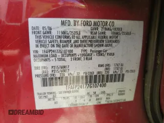 2007 Ford Five Hundred SEL z VIN 1FAFP24177G107400, wystawiony jako Copart lot #54724325 z przebiegiem 157 739 mil mil oraz Czysty tytuł • Clean title. Historia ofert i sprzedaży dostępna na DreamBid. Obrazek 13.