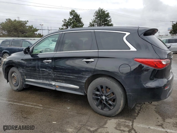 2013 Infiniti JX35 with VIN 5N1AL0MM1DC318671, listed as a Copart auction lot 47929685 with 205,425 mi miles and Salvage Title. Bid and sale history available at carsss.com. Image 2.