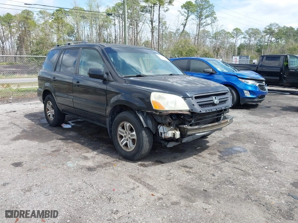 2004 Honda Pilot EX with VIN 5FNYF18514B001334, listed as a IAAI auction lot 41754663 with 208,514 mi miles. Bid and sale history available at carsss.com. Image 1.