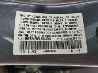 2020 Honda Insight EX with VIN 19XZE4F53LE014764, listed as a Copart auction lot 51767495 with Not Provided miles and Clean Title. Bid and sale history available at carsss.com. Image 12.
