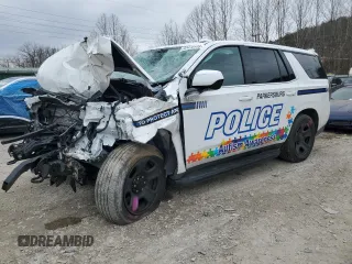 2023 Chevrolet Tahoe Commercial z VIN 1GNSKLED9PR291739, wystawiony jako Copart lot #47410105 z przebiegiem Nie podano mil oraz Szkoda całkowita • Salvage title. Historia ofert i sprzedaży dostępna na DreamBid. Obrazek 1.