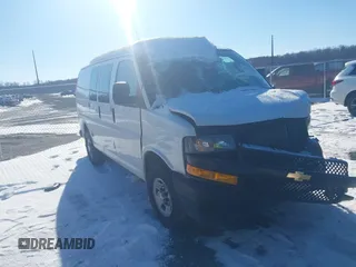 2022 Chevrolet Express Cargo Van with VIN 1GCWGAFP1N1217834, listed as a IAAI auction lot 41282692 with 103,573 mi miles. Bid and sale history available at carsss.com. Image 1.