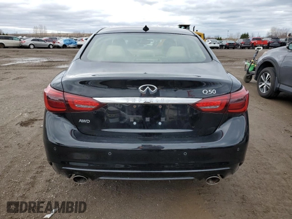 2023 Infiniti Q50 Luxe with VIN JN1EV7BR1PM543584, listed as a Copart auction lot 53582905 with Not provided miles and Clean title. Bid and sale history available at DreamBid. Image 6.