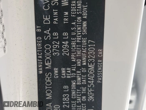 2021 Kia Forte EX with VIN 3KPF54AD6ME323017, listed as a Copart auction lot 47829575 with 43,467 mi miles and Salvage Title. Bid and sale history available at DreamBid. Image 12.