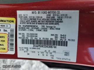 2013 Ford Fusion SE with VIN 3FA6P0HR2DR308744, listed as a Copart auction lot 52865015 with 167,290 mi miles and Clean Title. Bid and sale history available at carsss.com. Image 12.