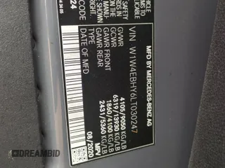 2020 Mercedes-Benz Sprinter with VIN W1W4EBHY6LT030247, listed as a Copart auction lot 45239795 with Not Provided miles and Salvage Title. Bid and sale history available at DreamBid. Image 13.