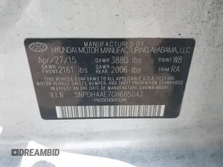 2016 Hyundai Elantra SE with VIN 5NPDH4AE7GH685042, listed as a IAAI auction lot 41975912 with 73,091 mi miles and . Bid and sale history available at DreamBid. Image 9.