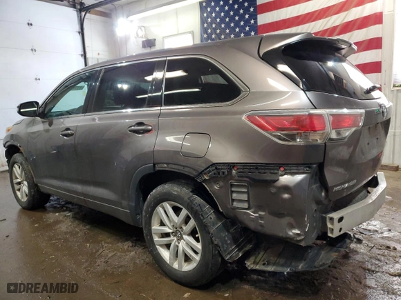 2016 Toyota Highlander LE with VIN 5TDBKRFH4GS258503, listed as a Copart auction lot 43762705 with 106,259 mi miles and Salvage Title. Bid and sale history available at carsss.com. Image 2.